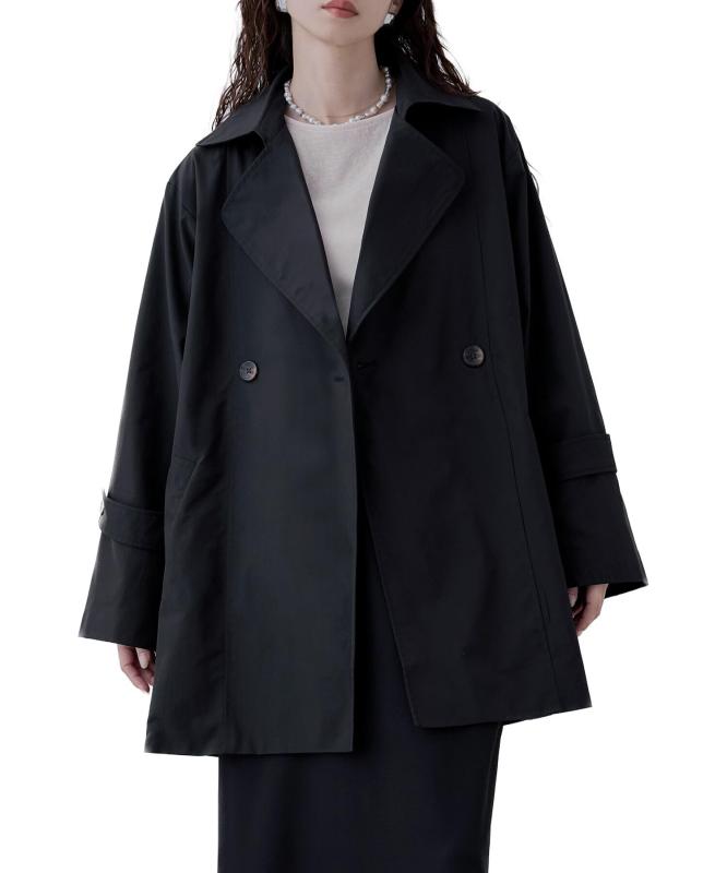 [etoll] トレンチライクAラインコート アウター コート レディース トレンチ 長袖 スプリングコート ミドル丈 ミドルコート テーラード ビッグシルエット ゆったり 大きいサイズ