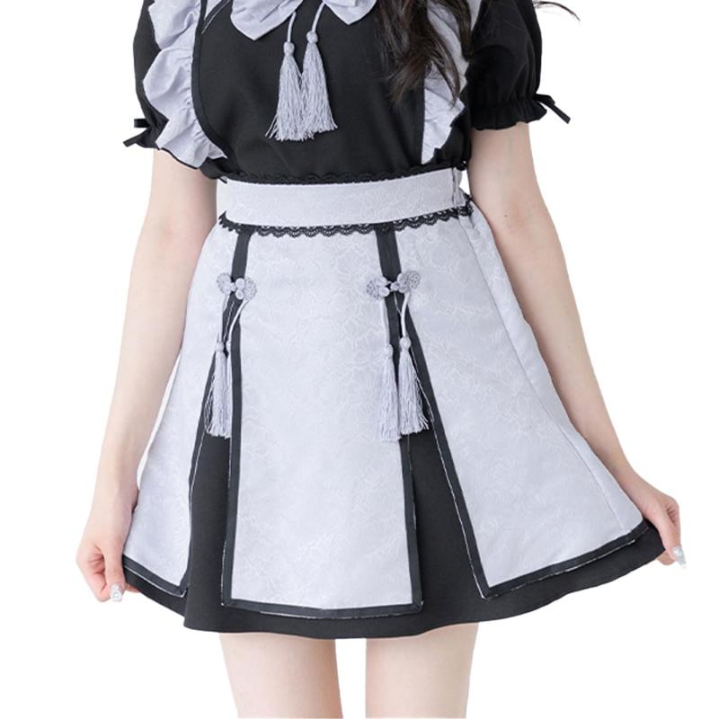 ディアマイラブ（DearMyLove） 量産型 地雷系 服[ディアマイラブ] スカート チャイナラインスリットスカート レディース 534752 ブルー×ブラック 夢展望レディース