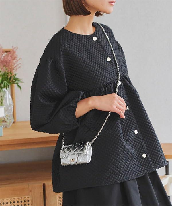 [神戸レタス] ボリュームスリーブ ジャガード トップス アウター レディース ペプ...