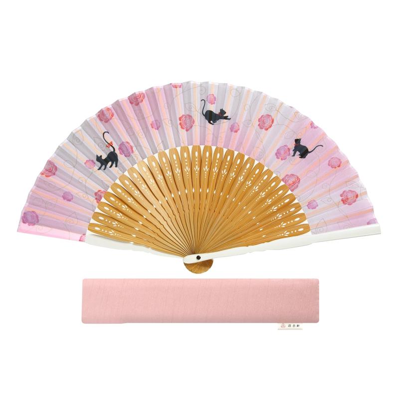  HOSEKKEN  レディース 婦人 〔花あそび 猫/兎 〕 和装小物 動物 ねこ うさぎ 上品 竹 丈夫 おしゃれ せんす 母の日 ギ