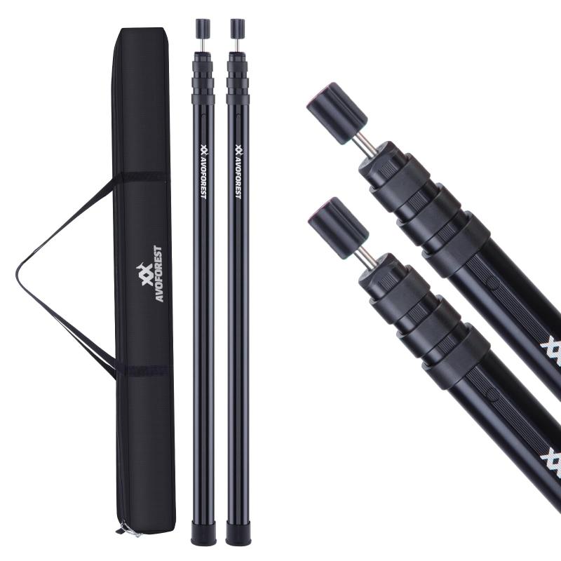 AVOFOREST タープポール 角型 伸縮式 テントポール 長さ87cm~280cm 最大直径35.5mm 10cm間隔調節 A6061アルミ合金製 4節 2本セット コンパクト 高強度 専用収納袋 エンドキャップ付 設営簡単 キャン