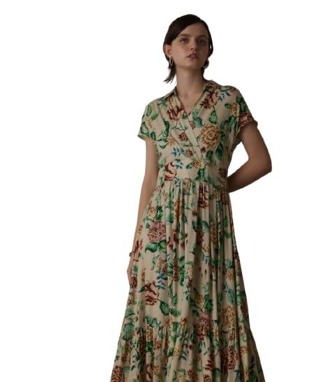 [グレースコンチネンタル] カジュアルドレス 25SSアンティ-クフラワ-プリントワンピース レディース