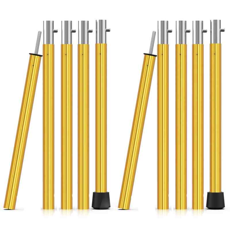 KOMCLUB Tent Poles, Canopy Poles, Amil-made, Multi-stage Adjustable, Push-button Type, Easy Assembly, 4/5 Section Connection, 2 Sets, Storage Bag Included, for Tent/Tarp Setup, 19mm Diameter, 190cm Total Length, for Camping/Cherry Blossom Viewing/Hiking/Seawater Use