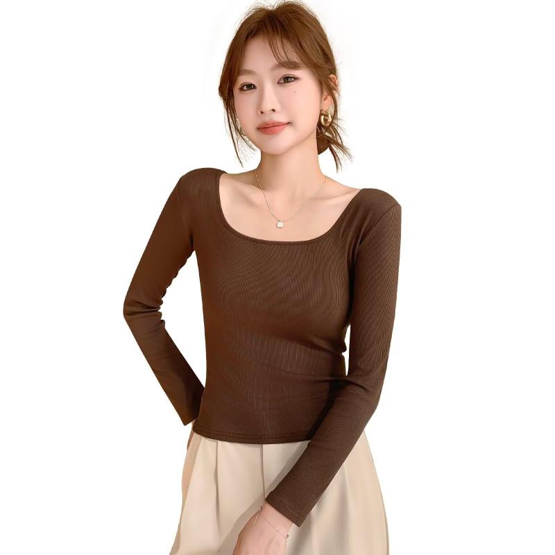 [Sillictor] インナーシャツ レディース アンダーシャツ U襟 アンダーウェア 肌着 長袖 インナー [通気保温＆抗菌防臭]