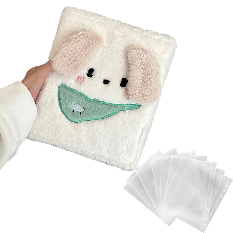 Rakuten - Dekori シール帳 A6 バインダー 女の子向け ふわふわ可愛い動物デザイン シール バインダー付き A6 6穴 手帳 ヴィンテージ システム手帳 1格内ページ20枚