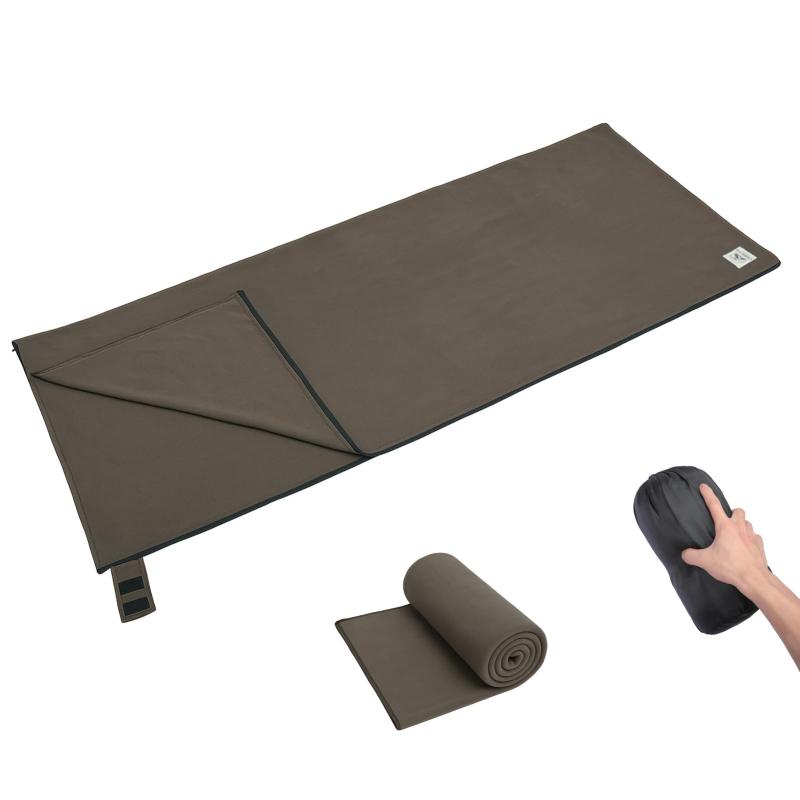 Rakuten - YOGOTO 両面フリース寝袋 封筒型 毛布 ブランケット 洗える オールシーズン対応 冬用インナーシュラフ 連結可能 軽量 シュラフ 収納ポーチ付き アウトドア キャンプ 登山 車中泊 防災