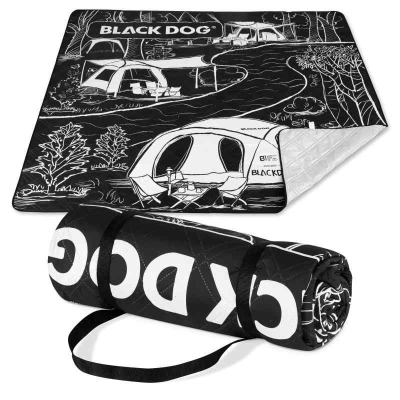 BLACKDOG レジャーシート 厚手 200×200cm 表面防撥水 裏面防水 200g綿充填 超音波シリーズ テントマット インナーシート 一体型で携帯便利 オリジナルデザイン