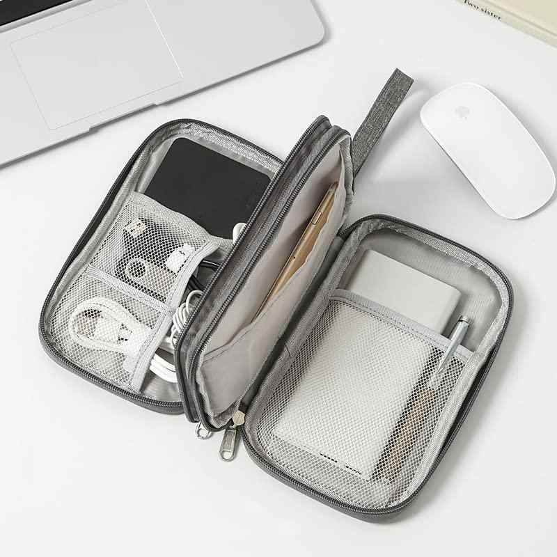 [Ciel Moon] ガジェットポーチ 薄型 ケーブル 充電器 収納 トラベル ケース 小型 2層 大容量 ガジェットケース ケーブル収納 収納ポーチ 薄型 防水 オックスフォード 小物収納 充電器 モバイル kurasidou-10252657 暮らし堂ショップ サンプル画像2