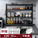 伸縮 スパイス棚 スパイス収納 スパイスラック 調味料 ラック コンロラック 収納 キッチン収納 可動棚 キッチン雑貨 シンプル キッチンラック 収納グッズ 3...