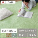 ラグ 洗える マット ラグマット 洗濯 ウォッシャブル 防ダニ シャギーラグ 日本製 カーペット 北欧 おしゃれ かわいい ホットカーペット対応 滑り止め おうち時間 低アレルゲン 安全 安心 敏感肌 正方形 日本製短毛シャギーラグ PONT〔ポント〕 185×185cm 正方形タイプ