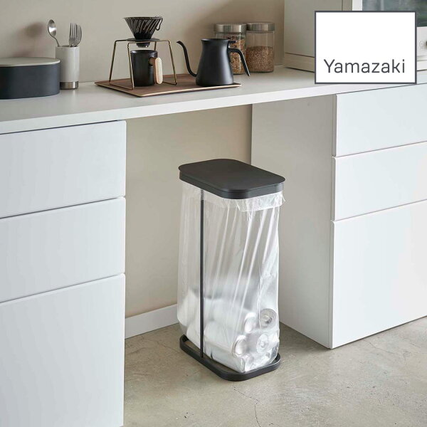 ルーチェLUCE横開き分別ゴミ袋ホルダールーチェブラック山崎実業4908ゴミ箱ふた付き分別ゴミ袋ホルダーダストボックスおしゃれ分