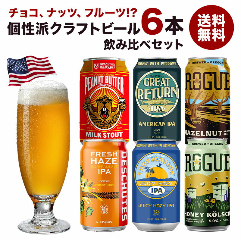 チョコ ナッツ フルーツ香る 個性派クラフトビール飲み比べ6本セット[BR5]アメリカ IPA［冷蔵のみ］【3〜4営業日以内に出荷】【送料無料】