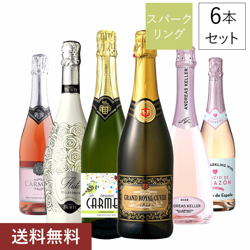 第1弾「厳選世界のスパークリングワイン6本セット」ロゼ・オーガニック・金賞入り辛口スパークリングワイン[W] 【沖縄・離島配送不可】のサムネイル