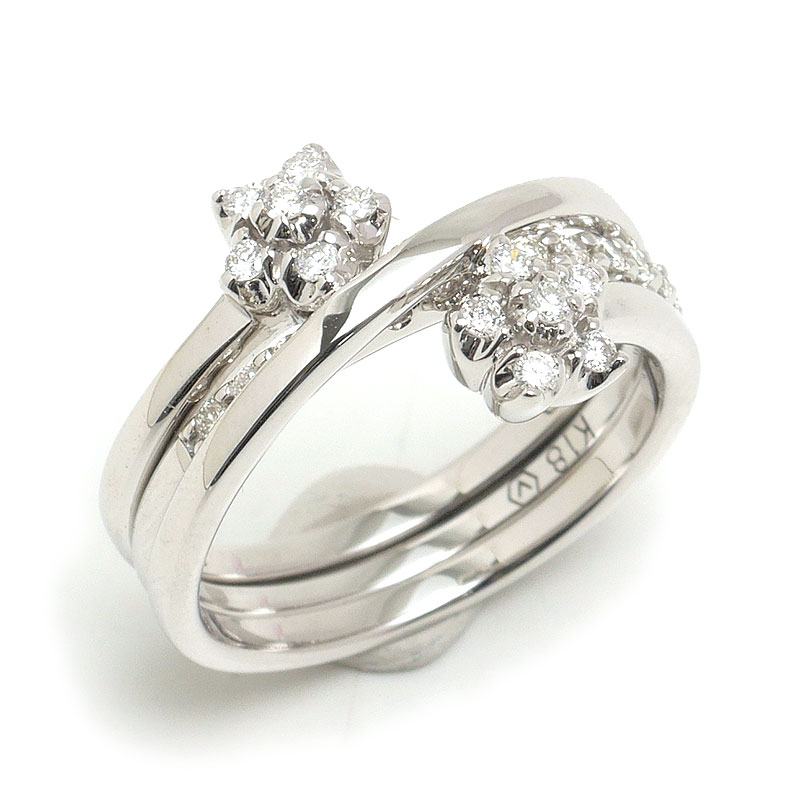 乐天商城 - 【中古】ダイヤモンドリング 約13号 K18WG・ダイヤ0.16ct/0.19ct セパレート可能【質屋鑑定品】