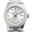 【中古】ロレックス ROLEX デイトジャスト 179136G レディース アイスブルー文字盤 K番 ダイヤモンド【質屋鑑定品】