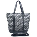 【中古】ディオール Christian Dior オブリーク ボヤージュ 2WAYトートバッグ ネイビー A4サイズ対応 【質屋鑑定品】(4)