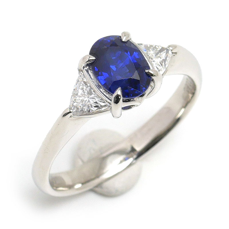 乐天商城 - 【中古】サファイアダイヤモンドリング 約15.5号 PT900・S1.593ct・D0.60ct【質屋鑑定品】