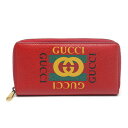【中古】グッチ GUCCI ラウンドジップ長財布 496317 ヴィンテージロゴプリント レザー 赤 レッド【質屋鑑定品】