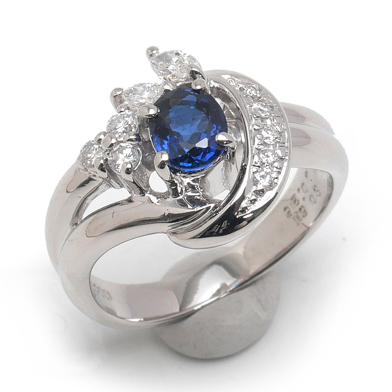 Rakuten - 【中古】サファイアダイヤモンドリング 約7.5号 PT900・サファイア0.61ct・ダイヤ0.26ct【質屋鑑定品】