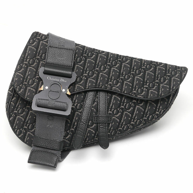 乐天商城 - 【中古】ディオール Christian Dior オブリーク サドルバッグ ショルダーバッグ 黒 ブラック メンズ向け【質屋鑑定品】
