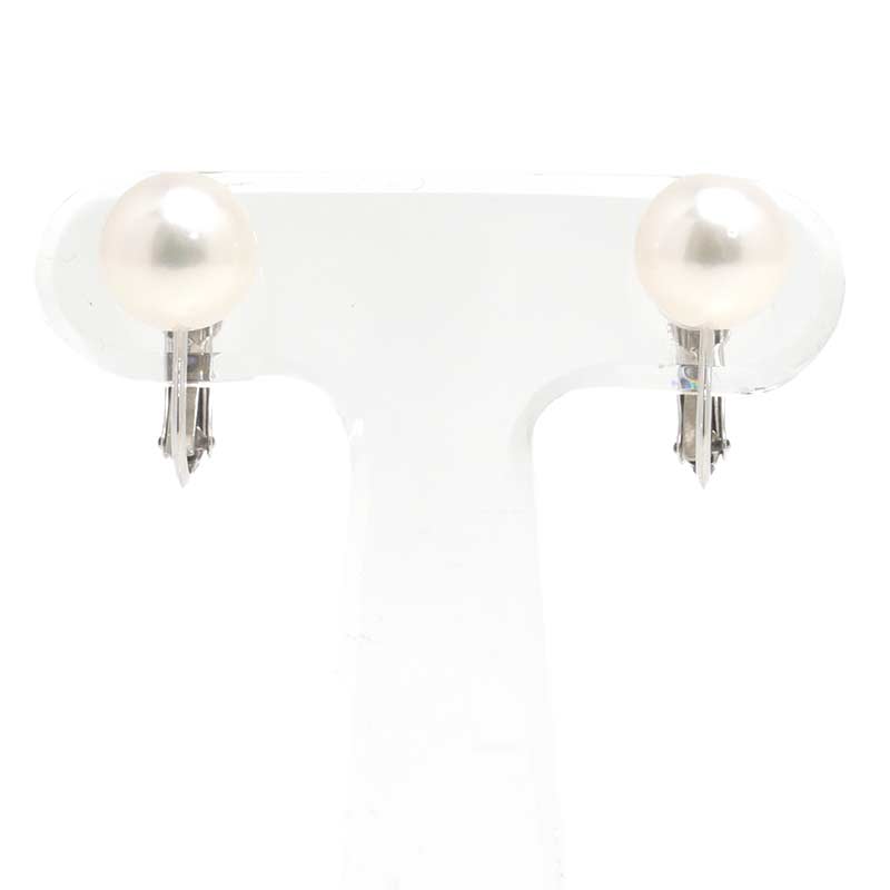 【中古】パールイヤリング K14WG・パール約8.3mm ネジ・クリップ式 ホワイト 1粒【質屋鑑定品】