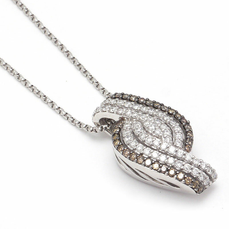 乐天商城 - 【中古】ダイヤモンドネックレス K18WG・ダイヤ0.41ct・ブラウンダイヤ0.25ct ホワイトゴールド【質屋鑑定品】