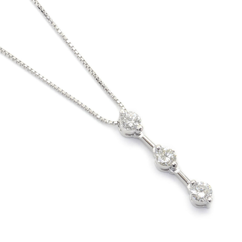 乐天商城 - 【中古】ダイヤモンド トリロジーネックレス Pt850/900 プラチナ ダイヤ0.64ct【質屋鑑定品】