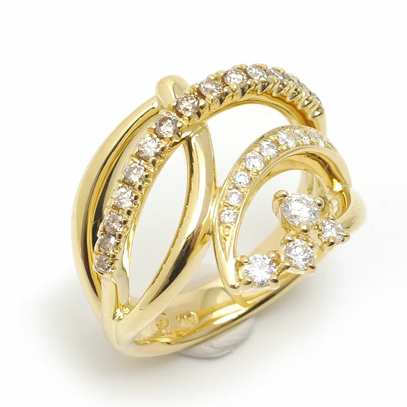 乐天商城 - 【中古】ダイヤモンドリング 約14号 K18YG・ダイヤ0.70ct ボリューミィ 立体的デザイン【質屋鑑定品】