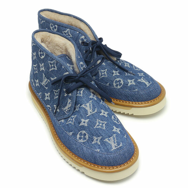 未使用｜【中古】ルイヴィトン LOUIS VUITTON LV コージー・ライン アンクルブーツ BJBQ1PDN モノグラムデニム サイズ8【質屋鑑定品】