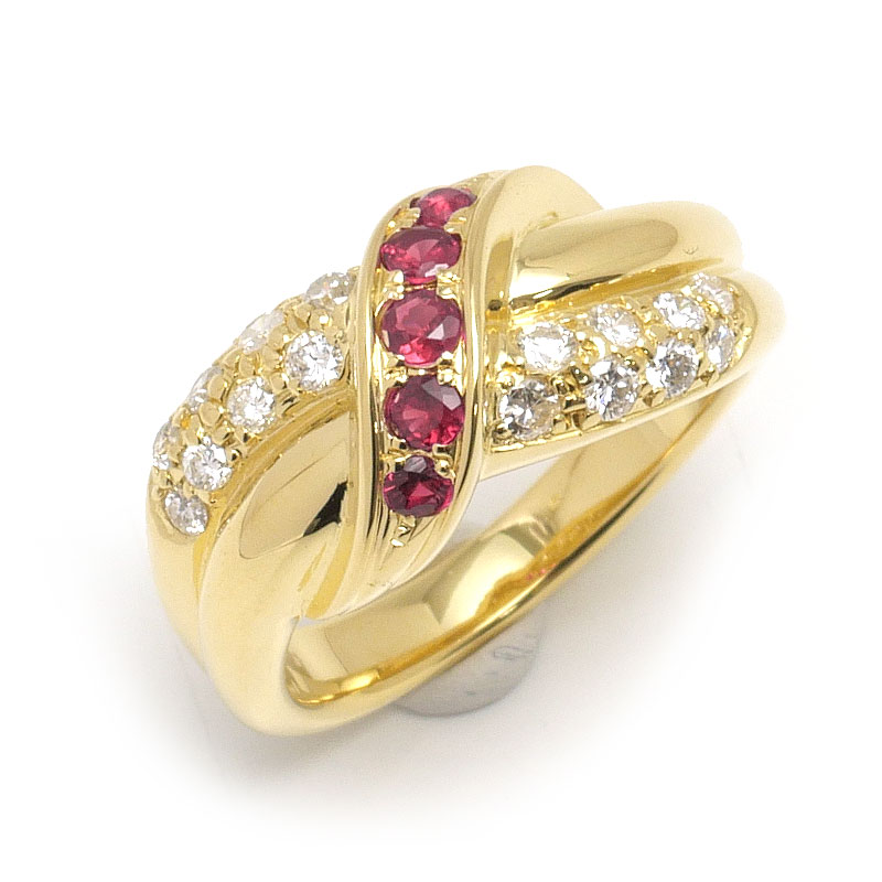 乐天商城 - 【中古】ルビーダイヤモンドリング 約11号 K18YG・ルビー0.22ct・ダイヤ0.34ct 【質屋鑑定品】