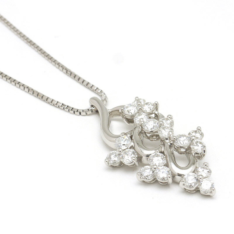 乐天商城 - 【中古】ダイヤモンドネックレス K18WG・PT900・ダイヤ2.02ct 19石【質屋鑑定品】