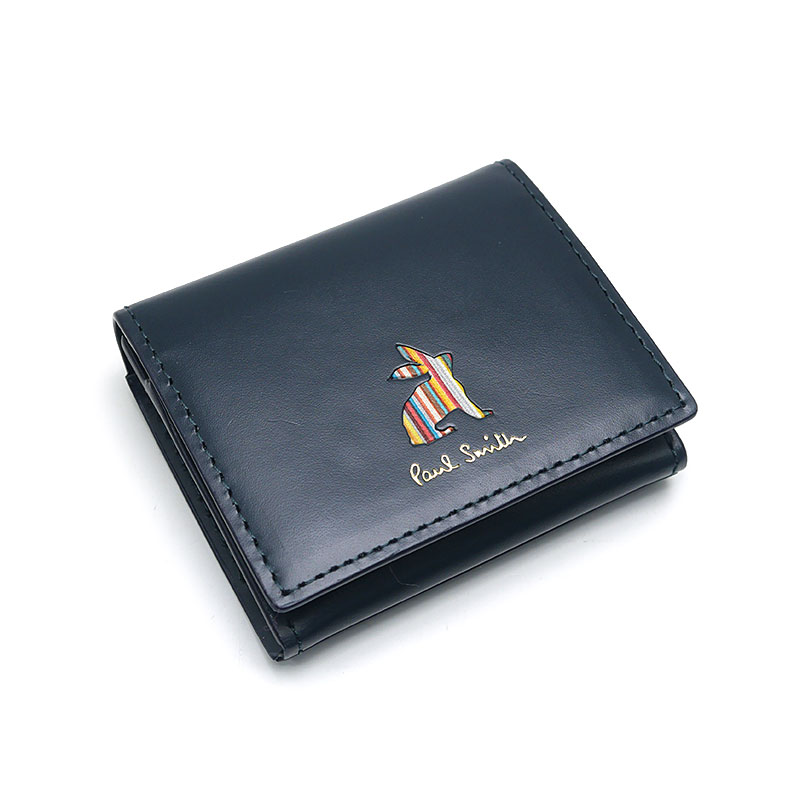 乐天商城 - 【中古】ポールスミス Paul Smith コインケース 小銭入れ マーケトリーラビットストライプ ネイビー【質屋鑑定品】