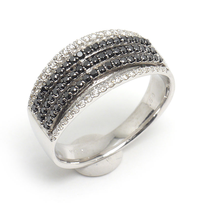 乐天商城 - 【中古】ブラックダイヤモンドリング #15 約15号 K18WG・ダイヤモンド0.50ct 5列デザイン【質屋鑑定品】