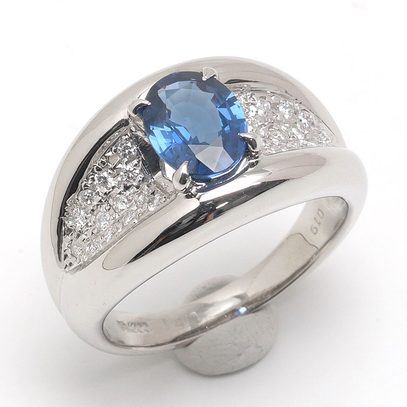 乐天商城 - 【中古】サファイアダイヤモンドリング 約13号 PT900・サファイア1.40ct・ダイヤ0.19ct【質屋鑑定品】