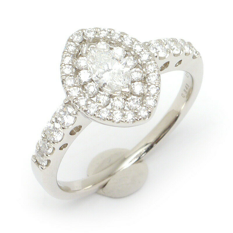 【中古】ダイヤモンドリング #13 約13号弱 PT900・ダイヤ0.343ct・0.55ct マーキス ラウンド 美品【質屋鑑定品】