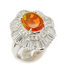 【中古】ファイアオパールダイヤモンドリング #12.5 約12.5号 Pt900・オパール1.91ct・ダイヤ1.62ct プラチナ 指輪 ソーティング付 美品【質屋鑑定品】
