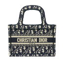 【中古】クリスチャンディオール Christian Dior ブックトート ミニバッグ オブリーク エンブロイダリー ネイビー系 程度良好【質屋鑑定品】