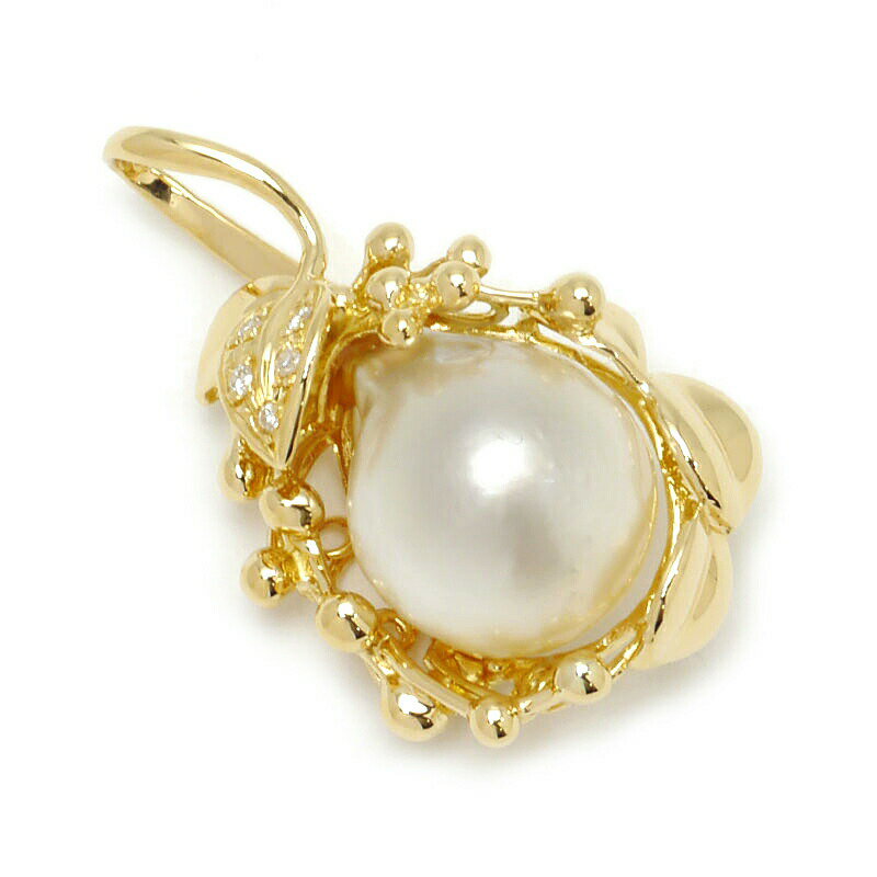 乐天商城 - 【中古】パールダイヤモンドペンダントトップ K18YG・真珠・ダイヤ0.04ct イエローゴールド 美品【質屋鑑定品】