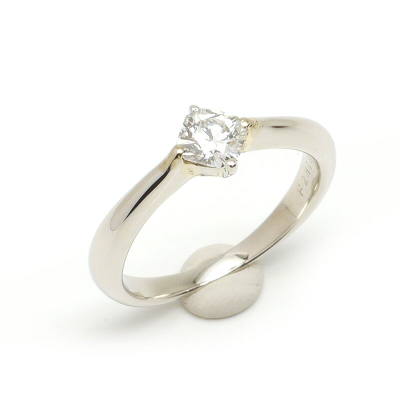 Rakuten - 【中古】ダイヤモンドリング #5.5 約5.5号 PT900・ダイヤ0.32ct 1Pダイヤ スクエア 号数小さめ 美品【質屋鑑定品】