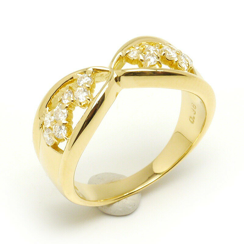乐天商城 - 【中古】ダイヤモンドリング #16 約16号 K18YG・ダイヤ0.36ct 透かしデザイン 号数大きめ 指輪　美品【質屋鑑定品】