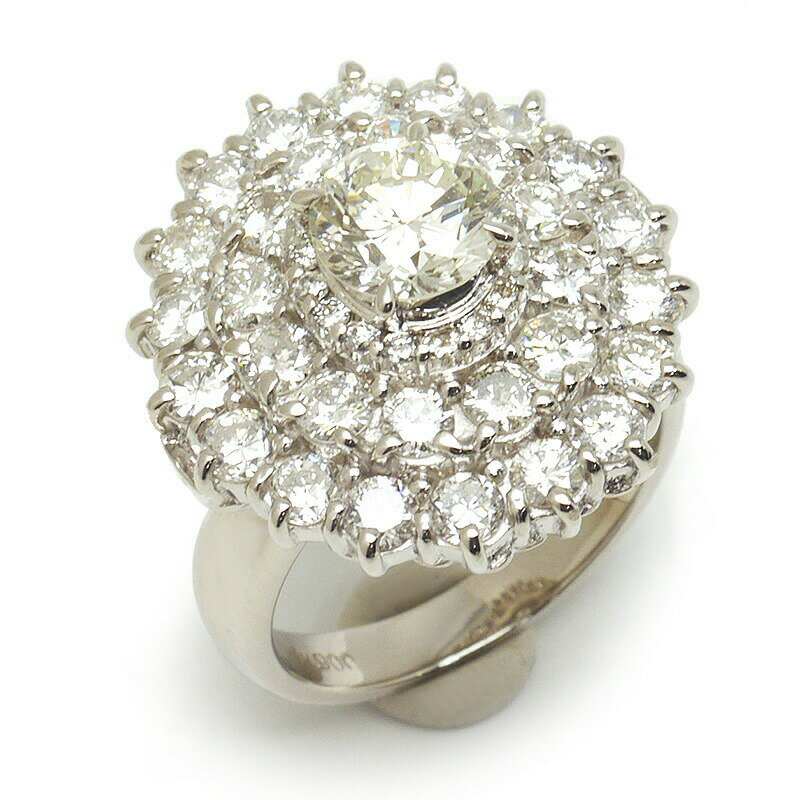 乐天商城 - 【中古】ダイヤモンドリング #14 約14号 PT900・ダイヤ1.27ct・2.78ct L-VS1-G NONE ソーティング付き【質屋鑑定品】