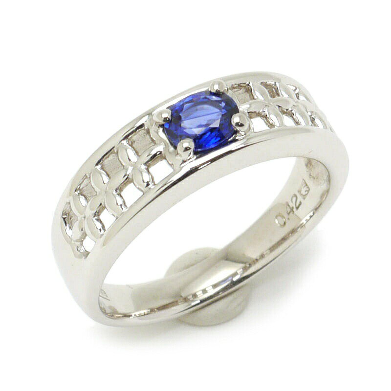乐天商城 - 【中古】サファイアリング #11.5 約11.5号 K18WG・ブルーサファイア0.42ct ホワイトゴールド 指輪 ソーティング付 美品【質屋鑑定品】