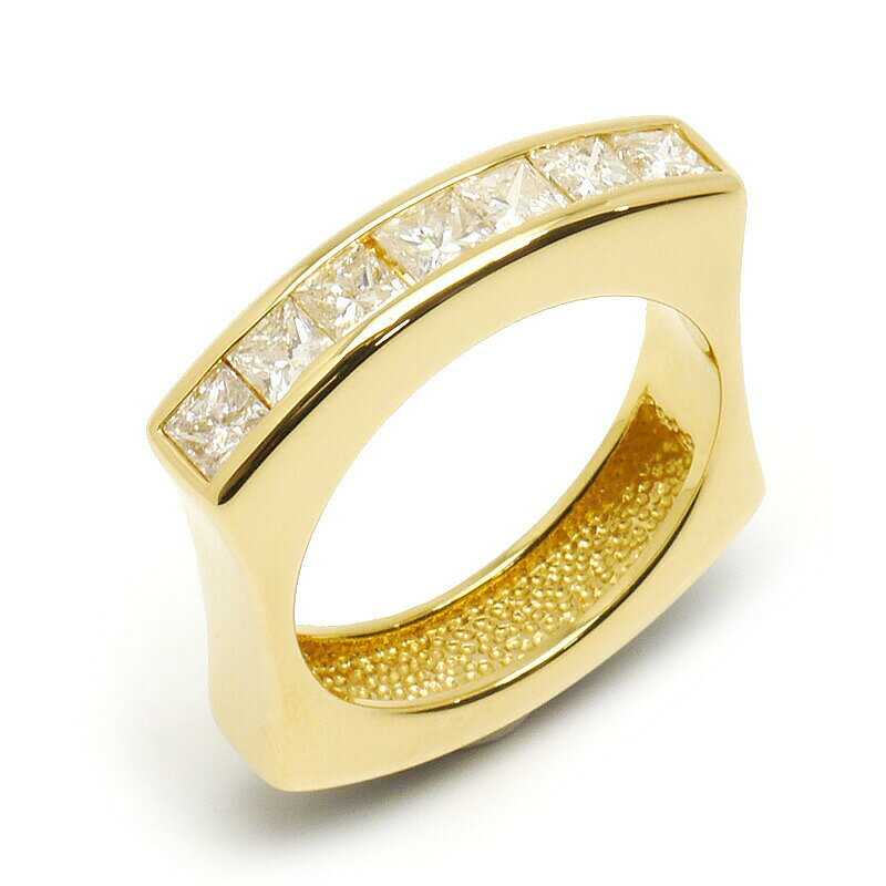 Rakuten - 【中古】ダイヤモンドリング #10.5 約10.5号 K18YG・ダイヤ1.00ct・黒色不透明石 指輪 スクエア 四角 リバーシブル【質屋鑑定品】