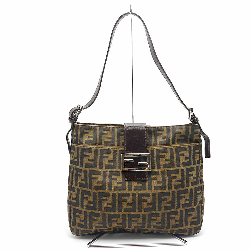 【中古】フェンディ FENDI ズッカ セミショルダーバッグ キャンバス ブラウン系 ※金具変色大【質屋鑑定品】