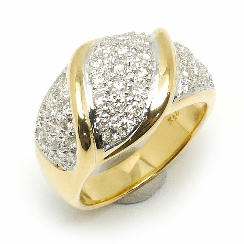 乐天商城 - 【中古】ダイヤモンドリング #12 約12号 K18YG・WG・ダイヤ1.00ct コンビデザイン ボリューミィ 美品【質屋鑑定品】