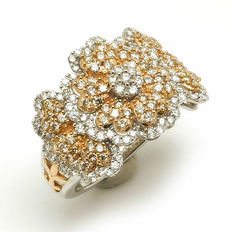 Rakuten - 【中古】ダイヤモンドリング #13.5 約13.5号 K18WG/PG・ダイヤ1.05ct 花 フラワーモチーフ 美品【質屋鑑定品】