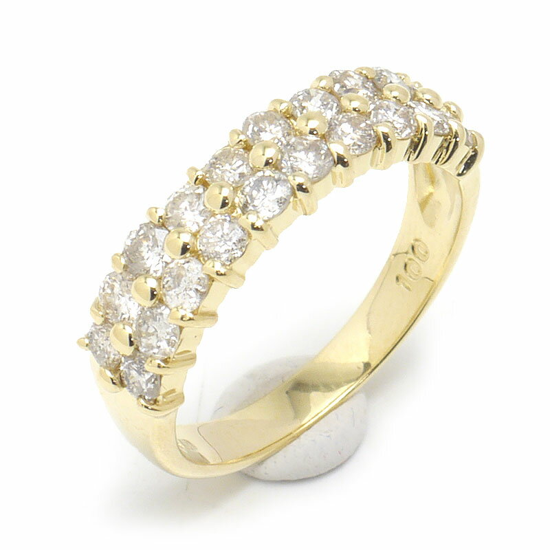 乐天商城 - 【中古】ダイヤモンドリング 約10号 K18YG・ダイヤ1.00ct 2列 【質屋鑑定品】