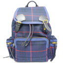【中古】 バーバリー BURBERRY バックパック リュック 4069737 タータンチェック ノバチェック プローサム ネイビー系 【質屋鑑定品】