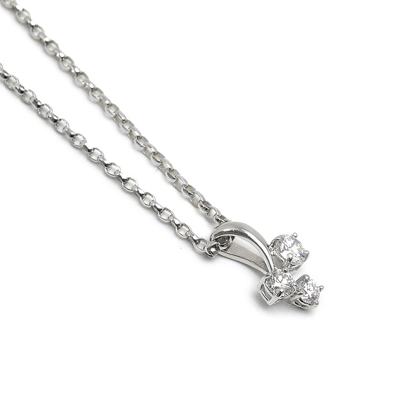 乐天商城 - 【中古】ダイヤモンドネックレス K18WG・PT900・ダイヤ0.36ct 3石【質屋鑑定品】