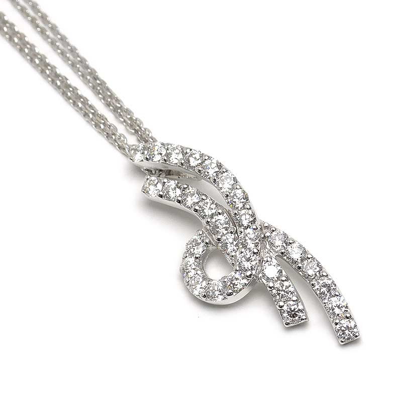 乐天商城 - 【中古】ダイヤモンドネックレス K18WG・ダイヤ1.16ct チェーン2連 【質屋鑑定品】